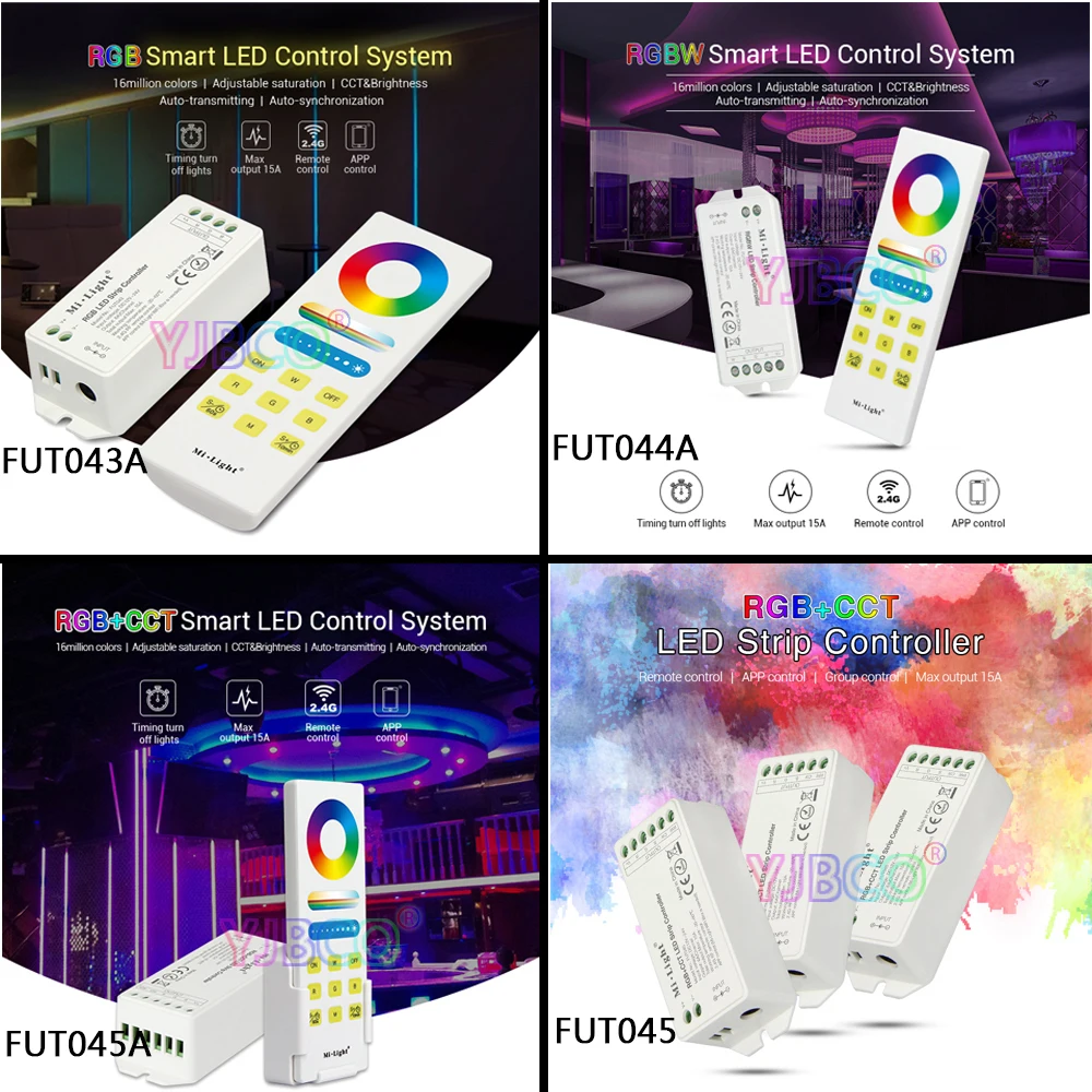 Miboxer RGB/RGBW/RGB+CCT LED Strip Controller DC12V~24V 2.4G Wireless WIFI Smart Panel Remote turn off light timing Dimmer