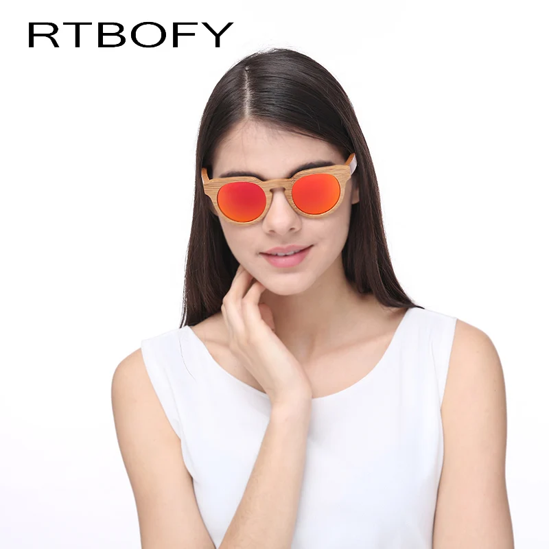 RTBOFY Древесины Солнцезащитные Очки Женщин 2017 Bamboo Марка Назн очки солнцезащитные