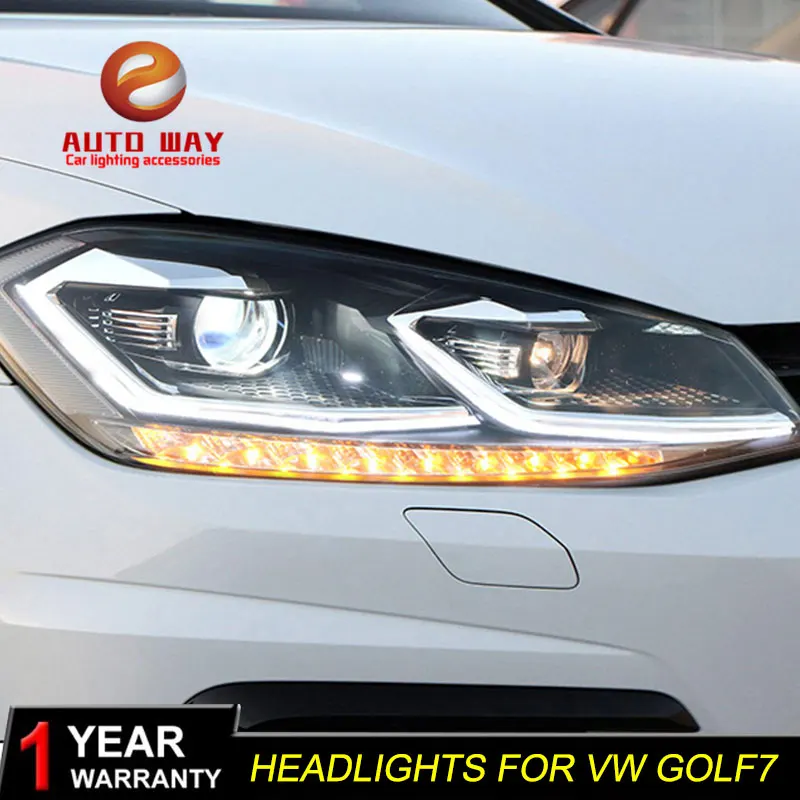 Автомобильный Стильный чехол для VW Golf7 MK7 фары для гольфа 7 фары светодиодный DRL Объектив двойной луч HID