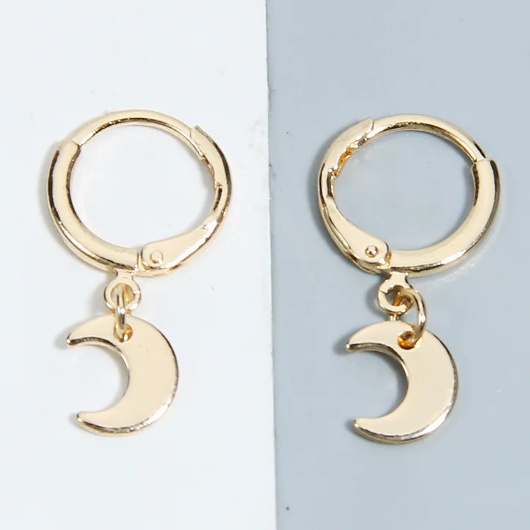 Лидер продаж серьги золотого цвета гвоздики в форме луны для женщин модные
