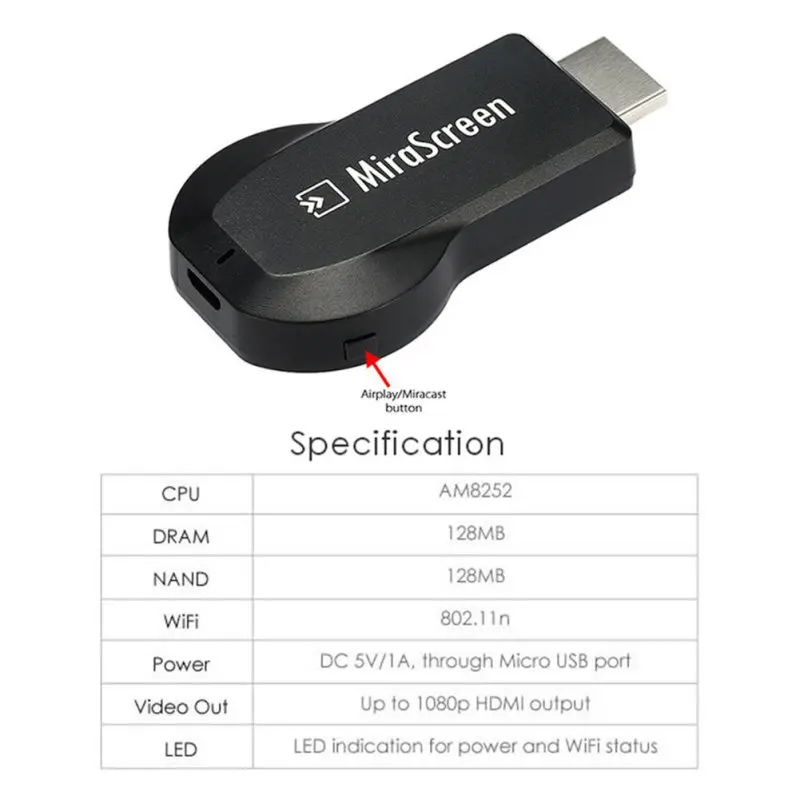 Mirascreen оты ТВ stick ключа лучше чем easycast Wi Fi Дисплей приемник DLNA трансляцию miracast