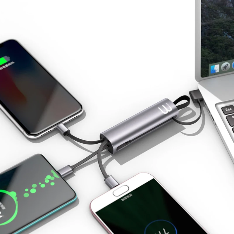 Портативный 3 в 1 зарядный кабель для телефона type C Micro USB iPhone samsung освещения iOS Android