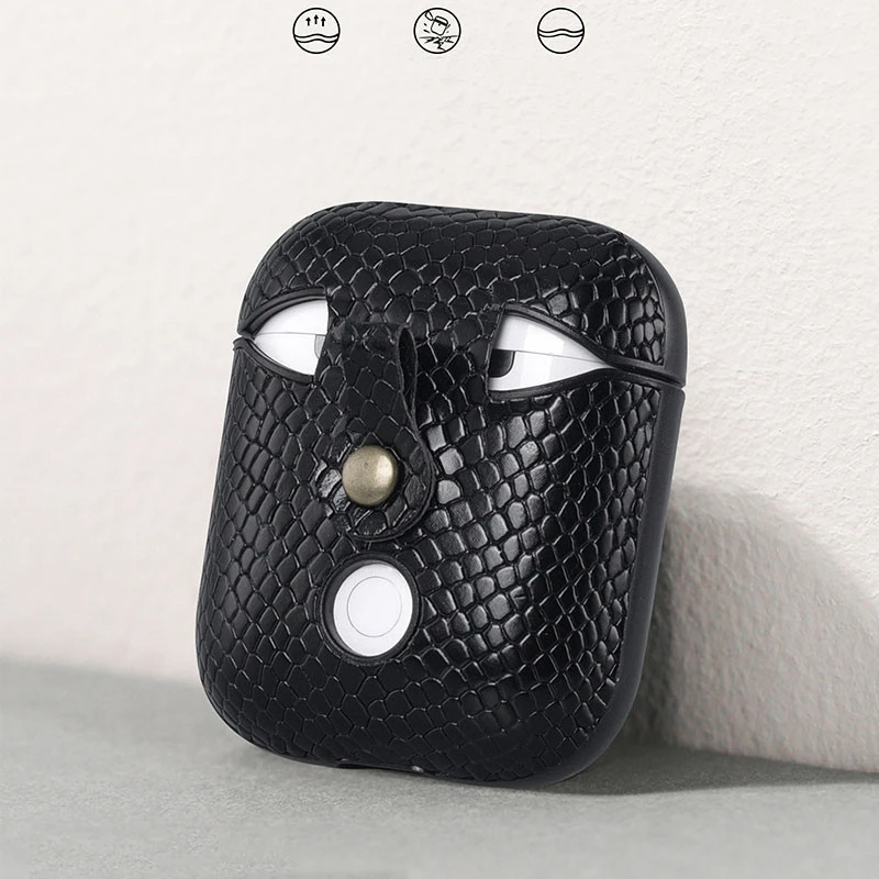 VETOMEET роскошные змеиной кожи Bluetooth беспроводной Чехол для наушников для Apple Airpods зарядное устройство крышка Крюк дизайн ультра тонкий