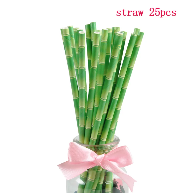 straw X25pcs 10 шт./упак. мультфильм панда тематические праздничные бумажные чашки любимый детский одноразовый Бумажный стаканчик детский душ с днем рождения вечерние украшения - Цвет: straw X25pcs