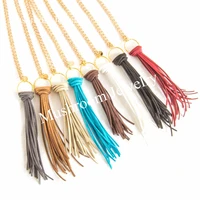 long boho chic hand knotted druzy agates beads tassel pendant necklace