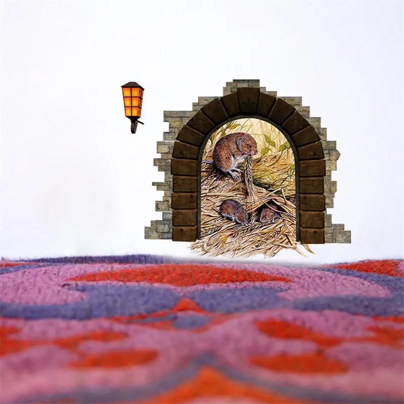 Uploadcool _ маленькая мышь отверстие украшение для дома наклейка детская комната