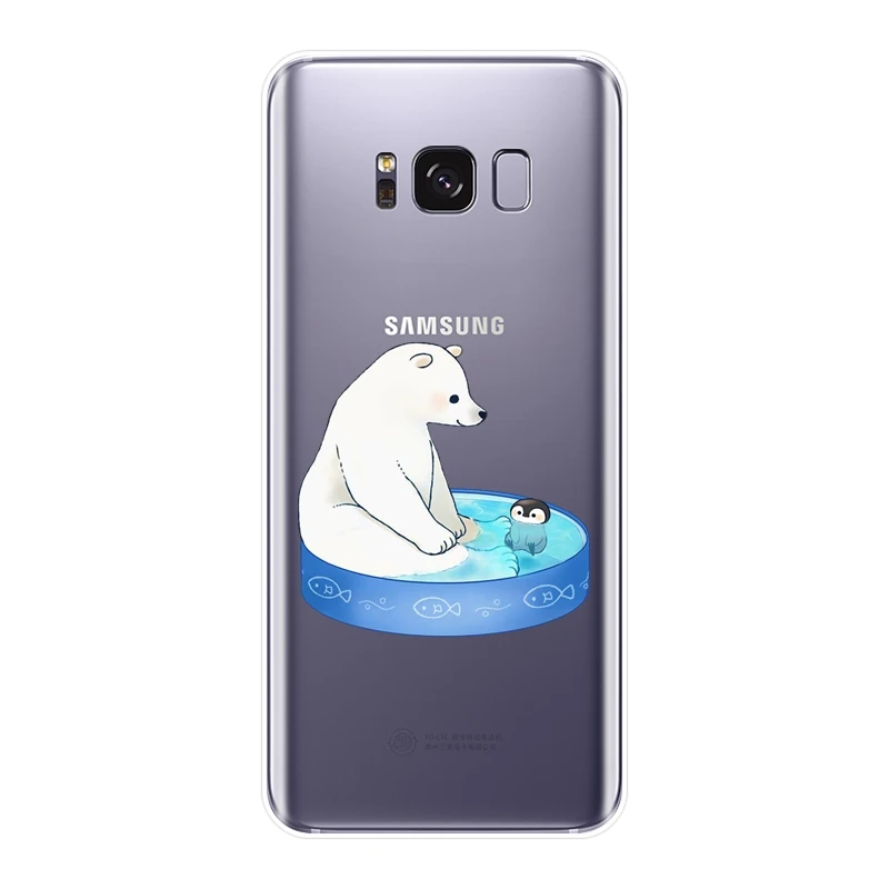 ТПУ чехол для телефона Samsung Galaxy Note 4 5 8 9 силиконовый мягкий медведь Пингвин задняя