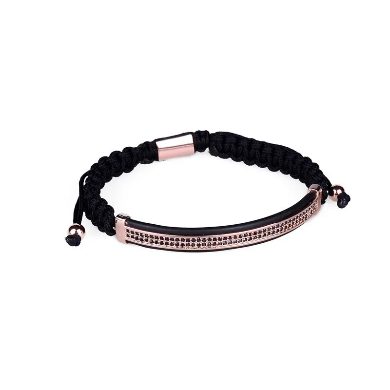 Long Tube rose Новинка, роскошный мужской браслет, ювелирное изделие, корона, шарм, 6 мм, микро, Pave CZ Ball, макраме, браслеты, Pulseira Masculina, праздничные подарки - Окраска металла: Long Tube rose