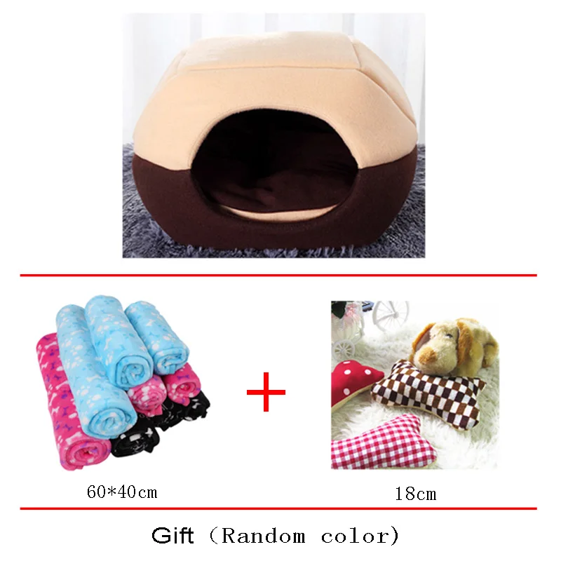 coffee color Комплект из трех предметов, зимний домик для собак, модная теплая кровать для собак, пубби, домик для маленьких собак, кошек, товары для животных PT321 - Цвет: coffee color