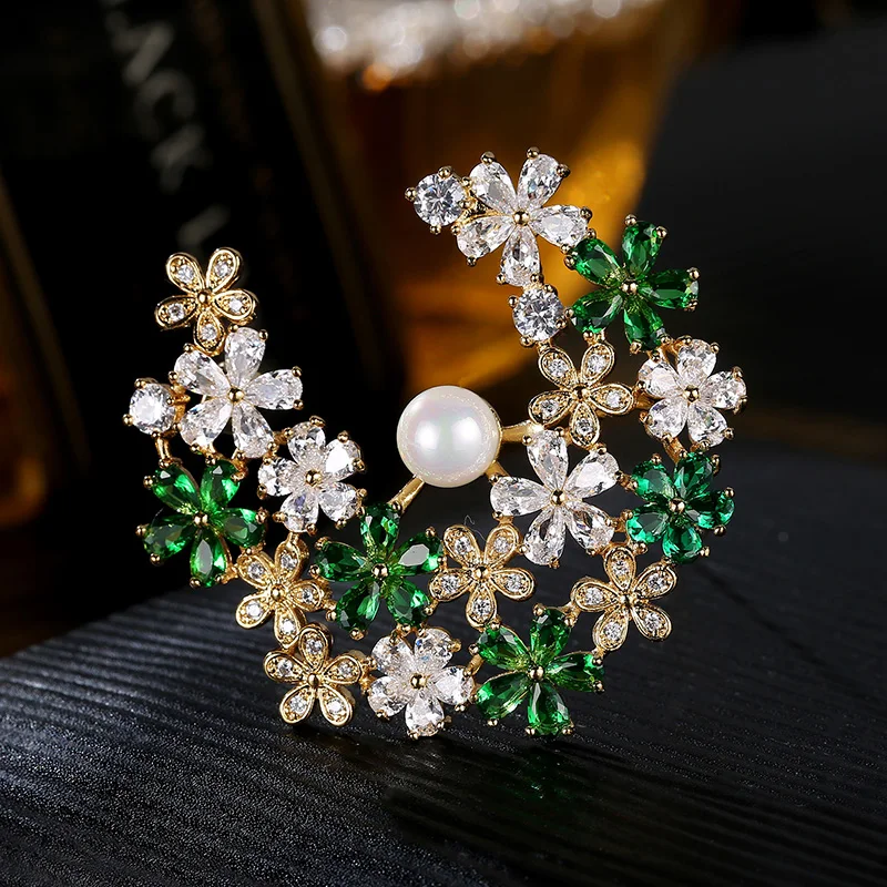 Женская брошь в форме цветка с кристаллами циркония 8 мм | Украшения и аксессуары