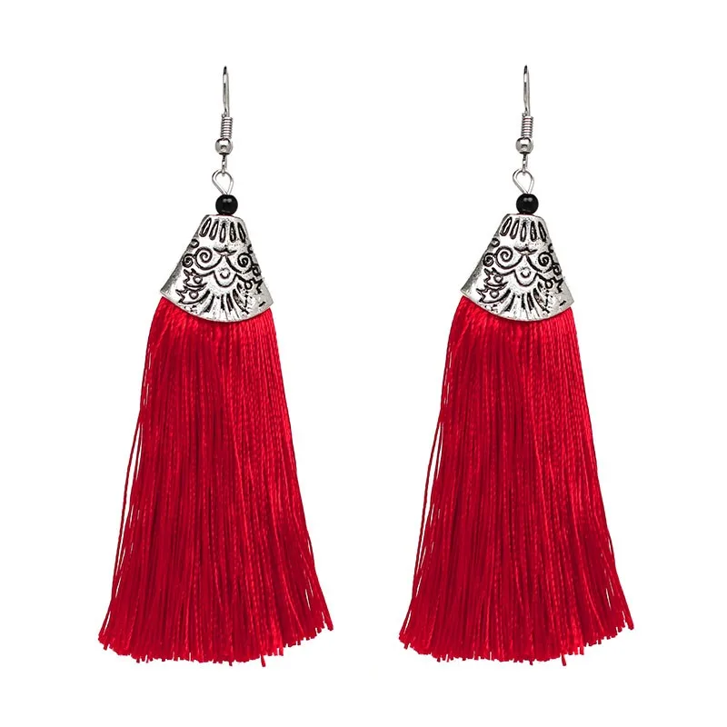 2017 винтажные изысканные длинные серьги с кисточками Brincos хлопковые висячие