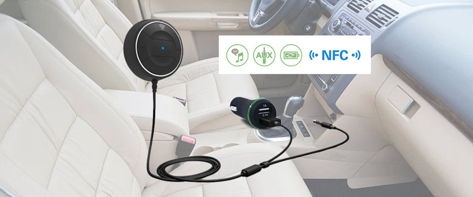JRBC01 NFC автомобильный комплект 3,5 мм беспроводной Bluetooth 4,0 аудио музыкальный приемник громкой связи с микрофоном 3.1A двойной USB Автомобильное зарядное устройство