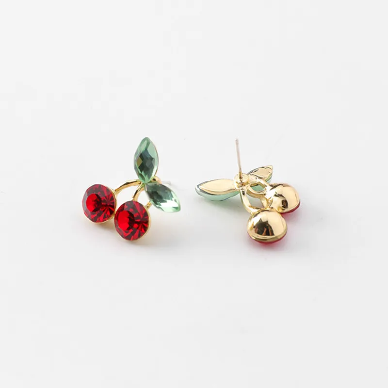 

2018 Cute Crystal Rhinestone Cherry Stud Earrings for Women Korean Fashion Girls Lady Jewelry Gift Pendientes Mujer Moda 6C5027
