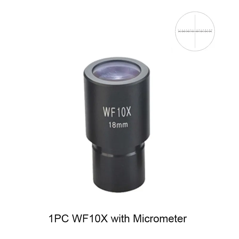 Окуляр биологического микроскопа WF5X WF10X WF15X WF16X WF20X WF25X Микроскоп Объектив Аксессуары широкоугольный объектив Монокуляр - Цвет: F10X with Reticle