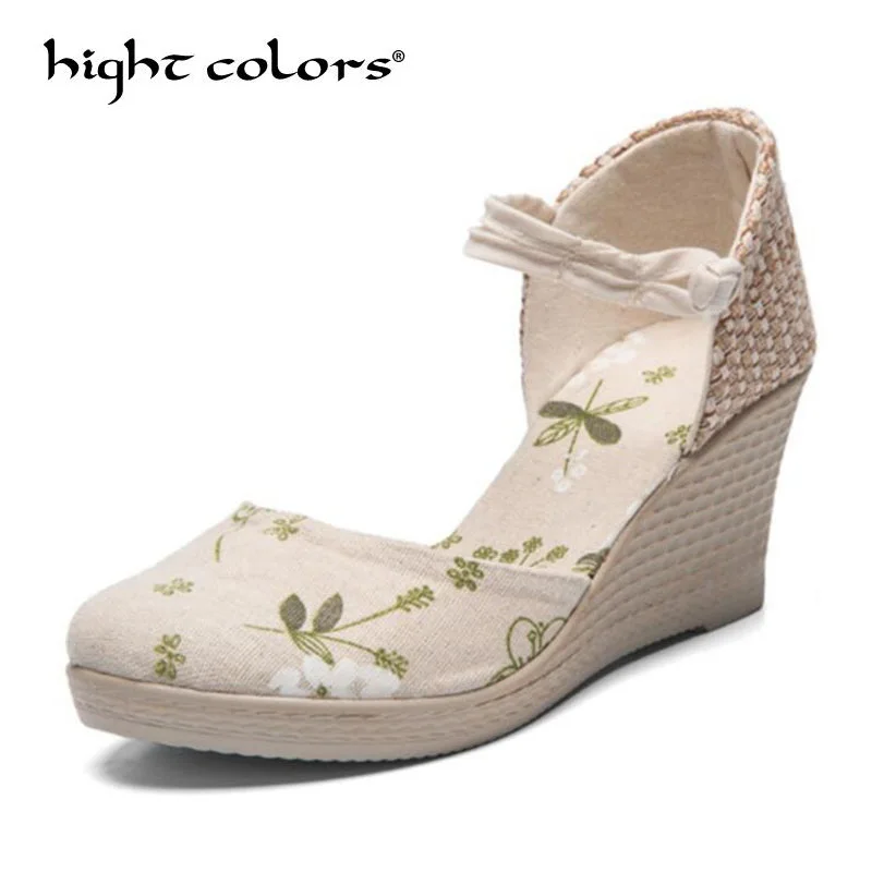 Женские винтажные эспадрильи повседневные льняные парусиновые сандалии на