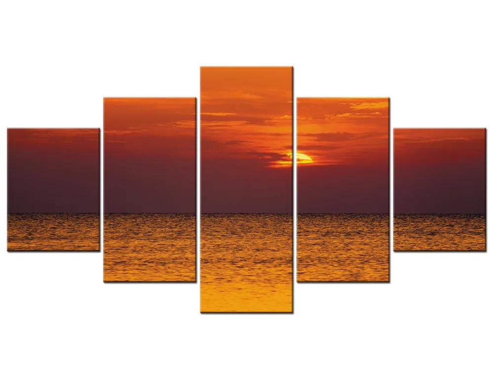 5 Панель стены постеры для украшения дома картина искусство закат пляж морской