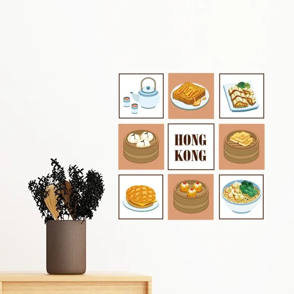 Гонконгская карта рыба мясо тусклый сум еда Закуски суп Китай съемные настенные