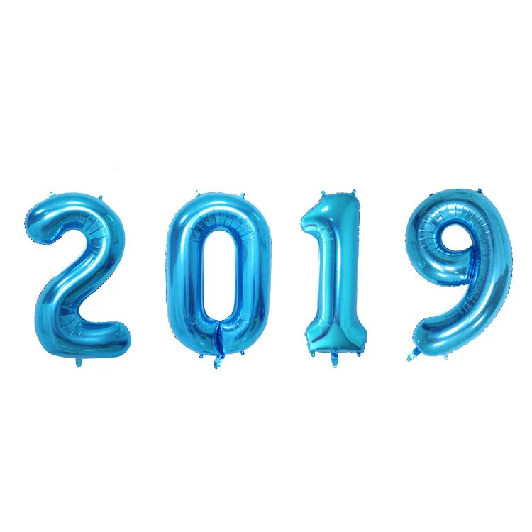 4 шт. цифры шары из 2019 золотой и серебряной фольги Воздушные рождественские
