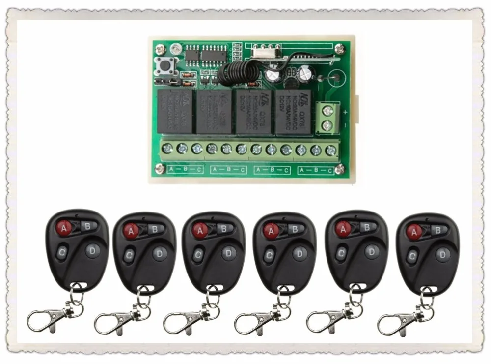 

Беспроводной телефон с ресивером и 6 передатчиками для бытовых приборов, ворот гаража, 12 В постоянного тока, 4 канала, 10 А