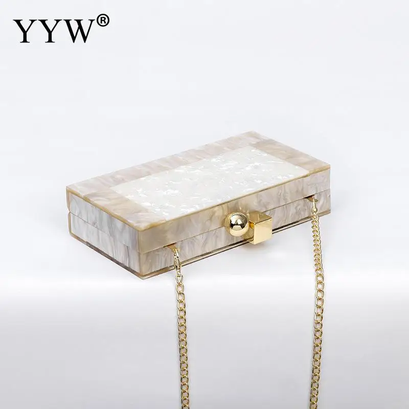 YYW Marbling white Acrylic Purse Box Clutch Luxury Handbags Women Bgas Designer Messenger Beach Travel Summer Acrylic Hand Bags