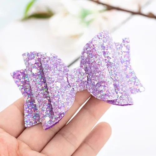 lavender Заколки для волос принцессы с бриллиантовым блеском, блестящие банты для волос с зажимом для танцевальной вечеринки, заколки для волос, аксессуары для волос для девочек - Цвет: lavender