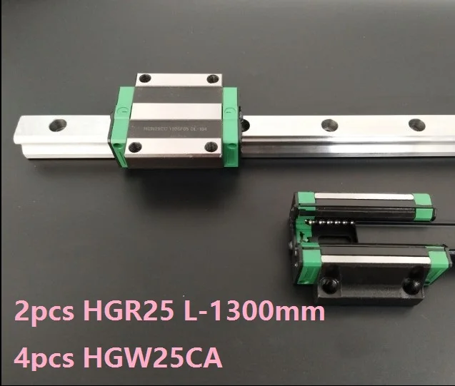

2 шт. HGR25 L-1300mm линейной направляющей/рельсы + 4 шт. HGW25CA/HGW25 линейные блоки каретки фланцевые CNC