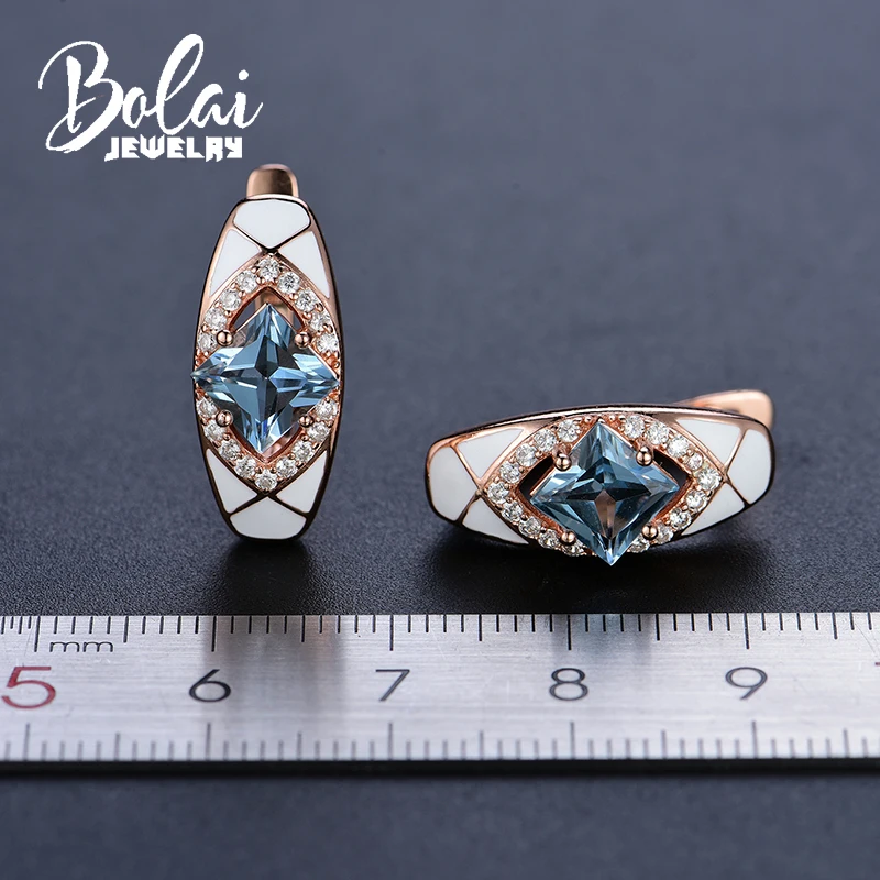 Женские серебряные сережки bolaiювелирное изделие изящные украшения с голубым