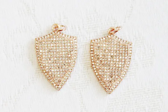 

CZ Micro Pave 18x25mm Shield Pendant
