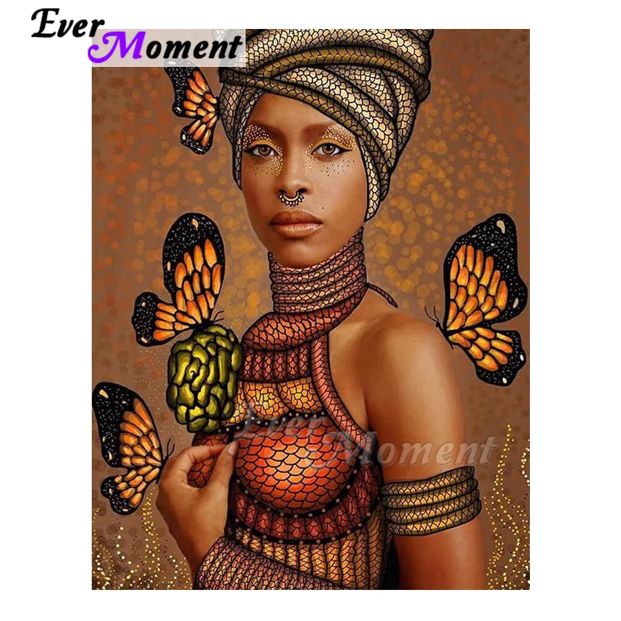 

Ever Moment Diamond Painting Africa Woman Nose Ring Butterfly Wall Picture Of Rhinestone Diamond Embroidery Decoration ASF1090
