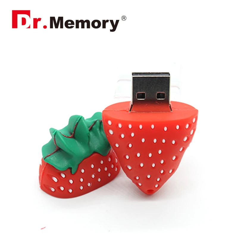 Модные флеш диск USB 2 0 64Гб с милым клубничным принтом накопитель 32 ГБ Ёмкость 128 м 4