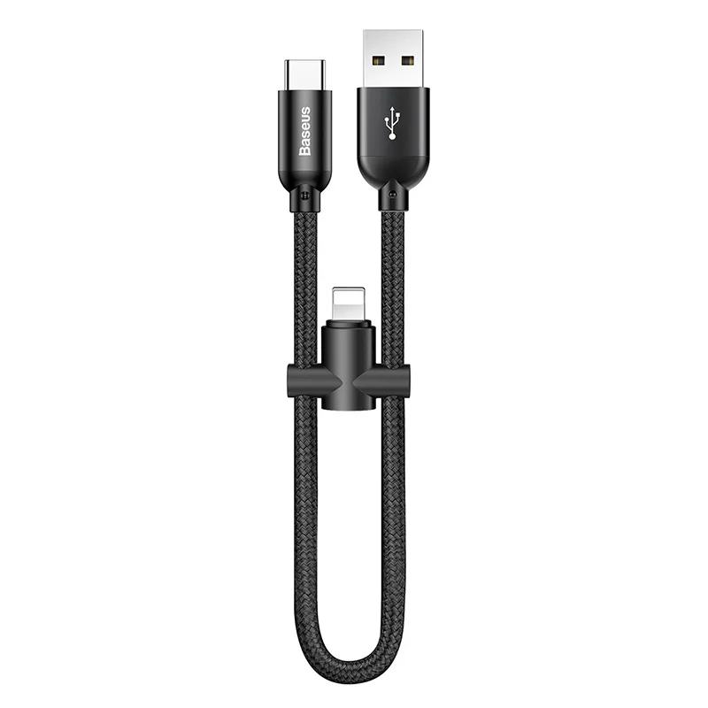 BASEUS Usb кабель портативный u-образный тип-c USB и зарядный кабель Поддержка Lightning/тип-c к Micro кабель для iPhone и Android - Цвет: Type-C to ip