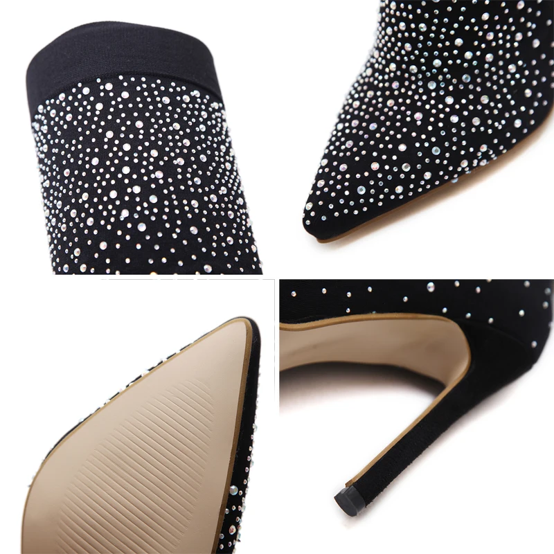 Женские ботфорты со стразами Teahoo привлекательные сапоги в горошек женские на