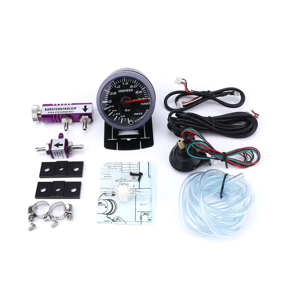 Фиолетовый CNSPEED 60 мм 2," Автомобильный турбо Boost Gauge 3 бар 12 В+ турбо Boost контроллер комплект Регулируемый 1-30PSI с датчиком - Цвет: Фиолетовый