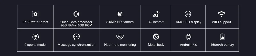 H2 IP68 Водонепроницаемый Смарт-часы MTK6580 1,39 дюймов 400*400 gps Wi-Fi 3g монитор сердечного ритма 16 ГБ+ 2 Гб для IOS и Android 5,0 м Камера 500 W