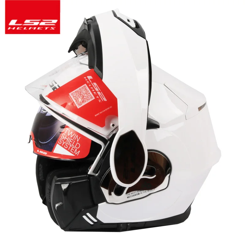 gloss white LS2 FF399 флип-ап мото rcycle шлем двойной козырек Аутентичные LS2 Valiant анфас шлемы moto capacete cascos - Цвет: gloss white