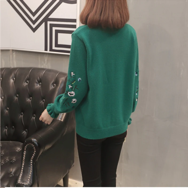 2018 New Spring Autumn Sweater Coat Women Fashion Embroidery Flowers Leisure Loose Knit Cardigan Zipper Jacket Outerwear YM790 |