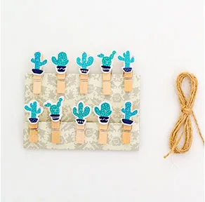 Expression cactus 10 шт. мини деревянные зажимы креативные персонажи из мультфильмов Kawaii Кот Единорог моделирование скрепки DIY Фото зажимы декоративные подарок ребенку - Цвет: Expression cactus