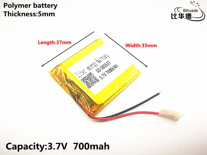 2 шт./лот 3 7 V 700mAH 503537 полимерный литий-ионный/литий-ионный аккумулятор для DVR GPS mp3 mp4