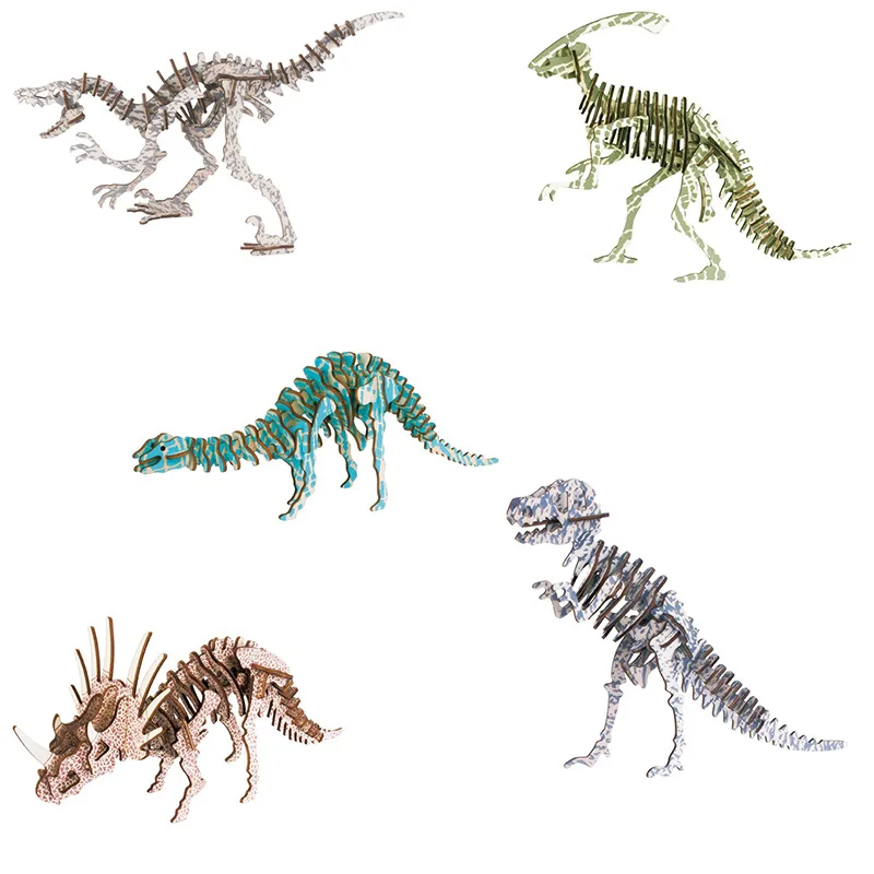 Тираннозавр Рекс деревянный трехмерный пазл модель Лазерная версия Diy Дети
