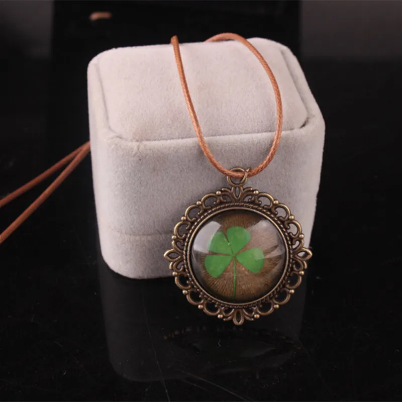 2017 чокер Collares Maxi Веревку Цепи Ожерелье Сухие Цветы Стекло Природный Овальный