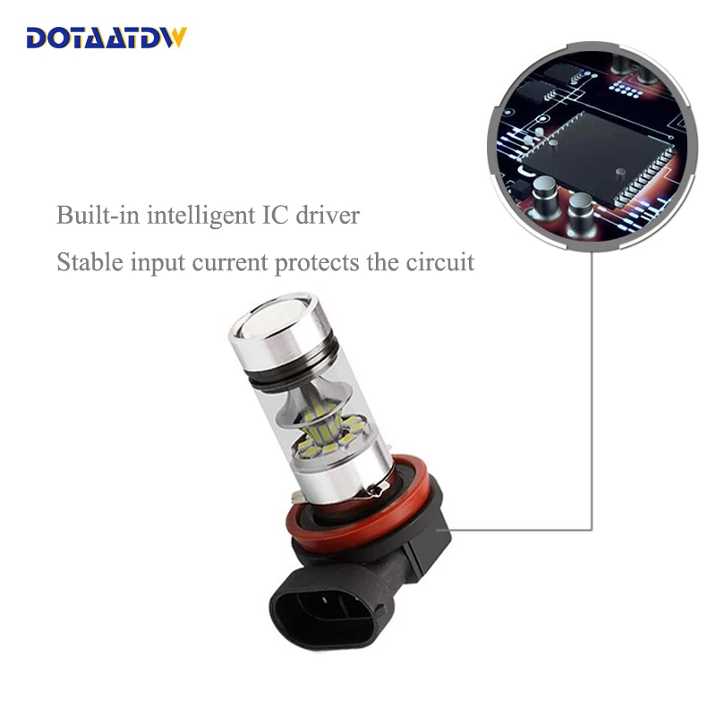 DOTAATDW 2x H8 H11 9005 9006 3030 чип CREE светодиодный ная белая Автомобильная противотуманная