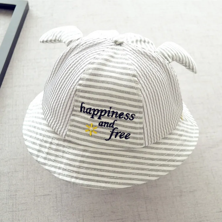 HOT 1-3 years old letters striped baby Boy girl hat kid ears fisherman children summer outdoor shade net cap 2MZ49 | Детская одежда и