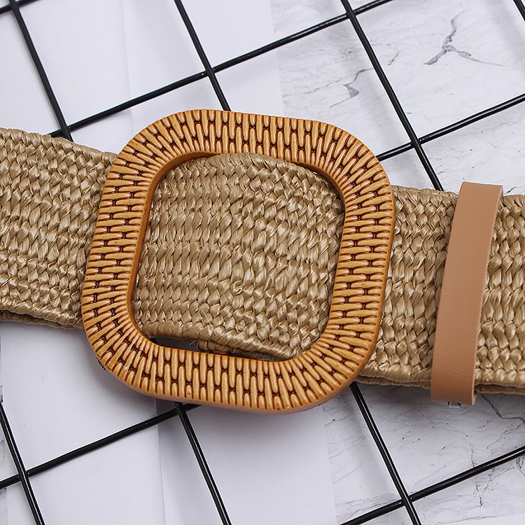 Женский 2019 летний пояс вязальные пояса квадратная деревянная Пряжка пляжное