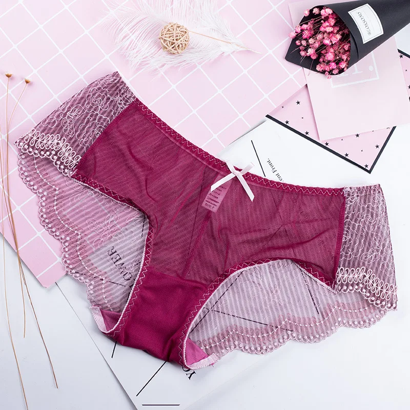 Roseheart новые женские модные синие кружевные трусики с вышивкой хлопковые низкой