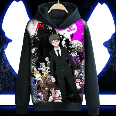 Аниме худи данганронпа Naegi Makoto Kirigiri Kyouko черное повседневное Пальто Косплей