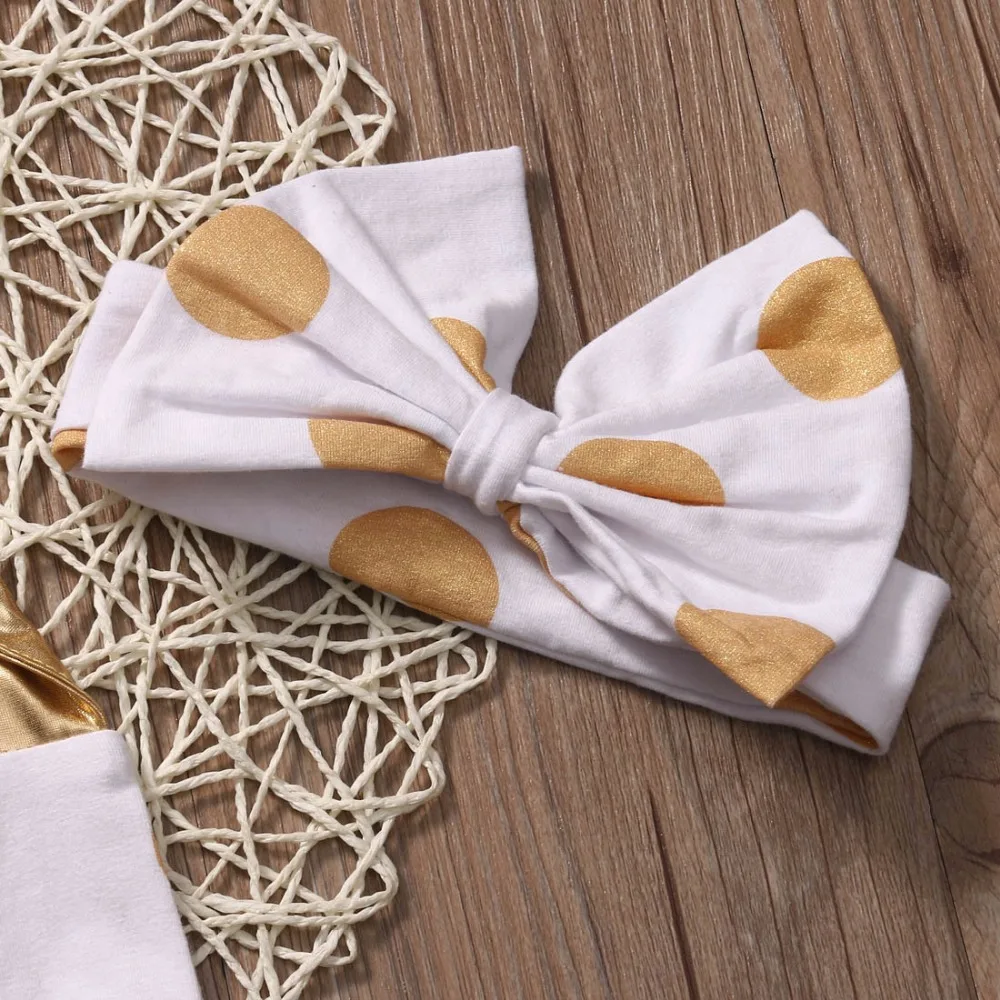 Летний комбинезон для 0 2 лет с подтяжками и золотым узором в горошек повязка на