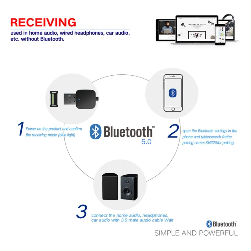 Беспроводной bluetooth-приемник KEBIDU 3 5 мм стерео аудио USB музыкальный адаптер Mini Bluetooth
