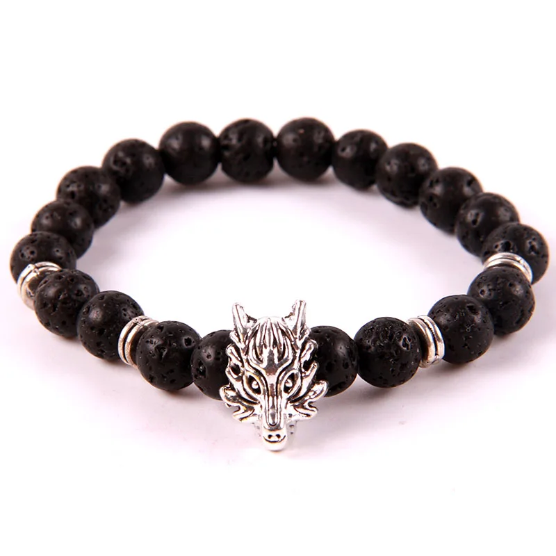 2018 Серебряная Золотая лапа дракон кости очарование натуральные браслеты из