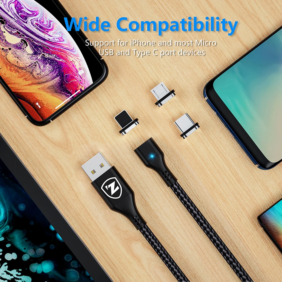 ZRSE Магнитный Micro Usb кабель для Iphone samsung 3A Быстрая зарядка данных провод шнур магнит Зарядное устройство Usb type C кабель для мобильного телефона