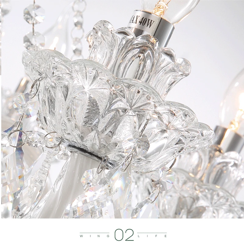 European Candle Crystal Lamp Living Room Large Crystal Chandelier Lighting Modern Atmosphere Restaurant Bedroom Hanging Lamps